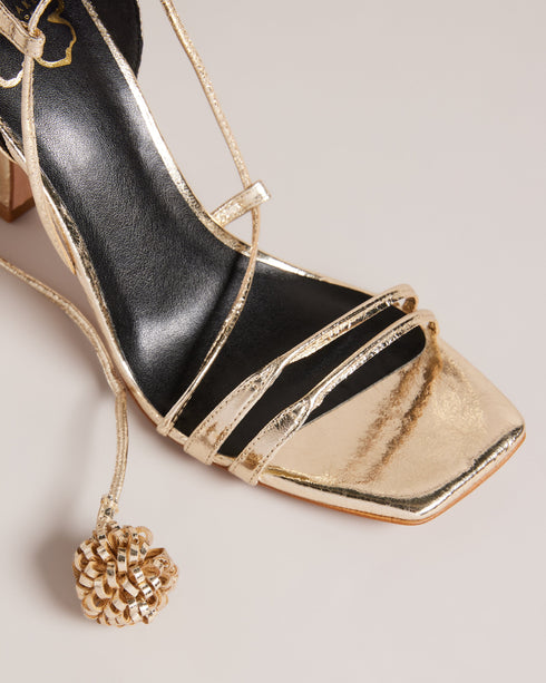 <P>100Mm Pom Pom Detail Barely There Sandal</P>